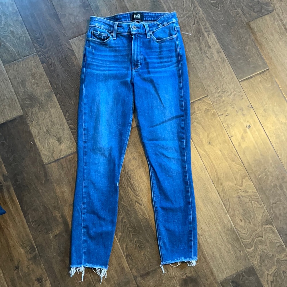 Paige skinny jeans with frayed hem